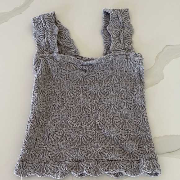 Free People Tops - Free People Gray Smocked Ruffled Tank Top